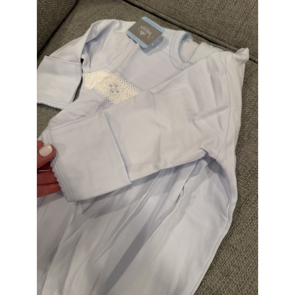 Baby Bliss Smocked Baby Boy Gown Blue Pima Cotton 3-6 Months NWT - Picture 4 of 12
